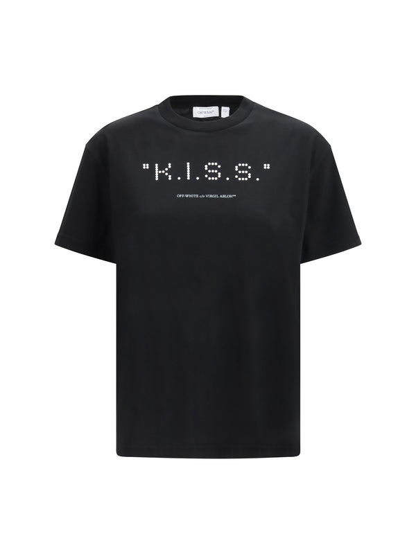 T-Shirt Kiss Quote Black-White Black/white Cotton T-shirts & Jerseys