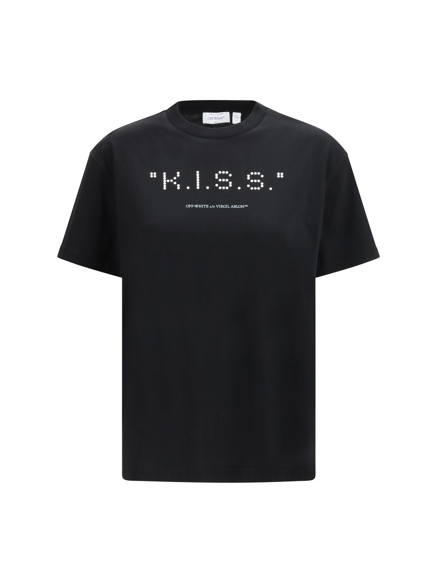T-Shirt Kiss Quote Black-White Black/white Cotton T-shirts & Jerseys