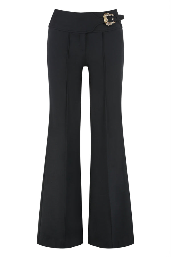 High-Waist Wide-Leg Trousers Black Viscose