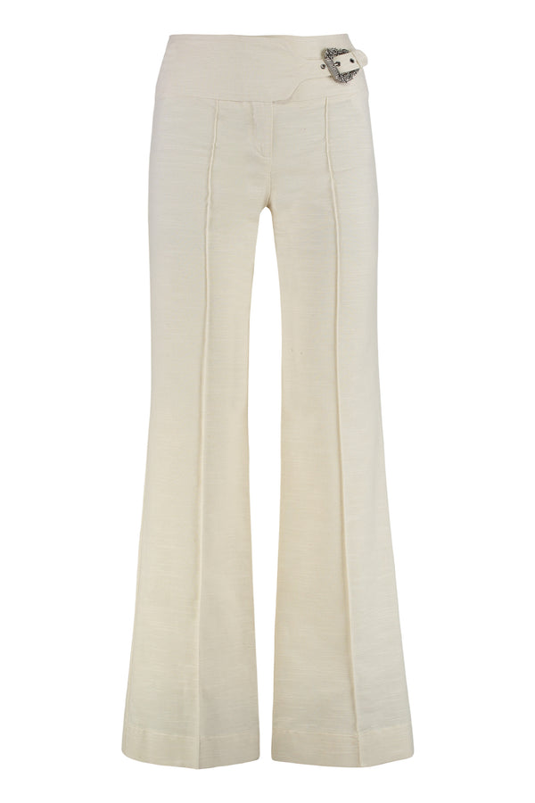Straight-Leg Cotton Trousers Cream Straight
