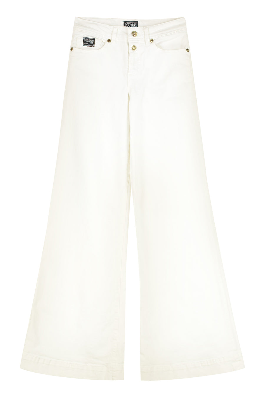 Wide-Leg Jeans White Cotton