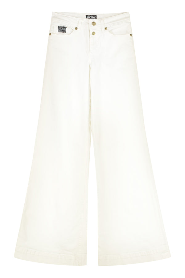 Wide-Leg Jeans White Cotton