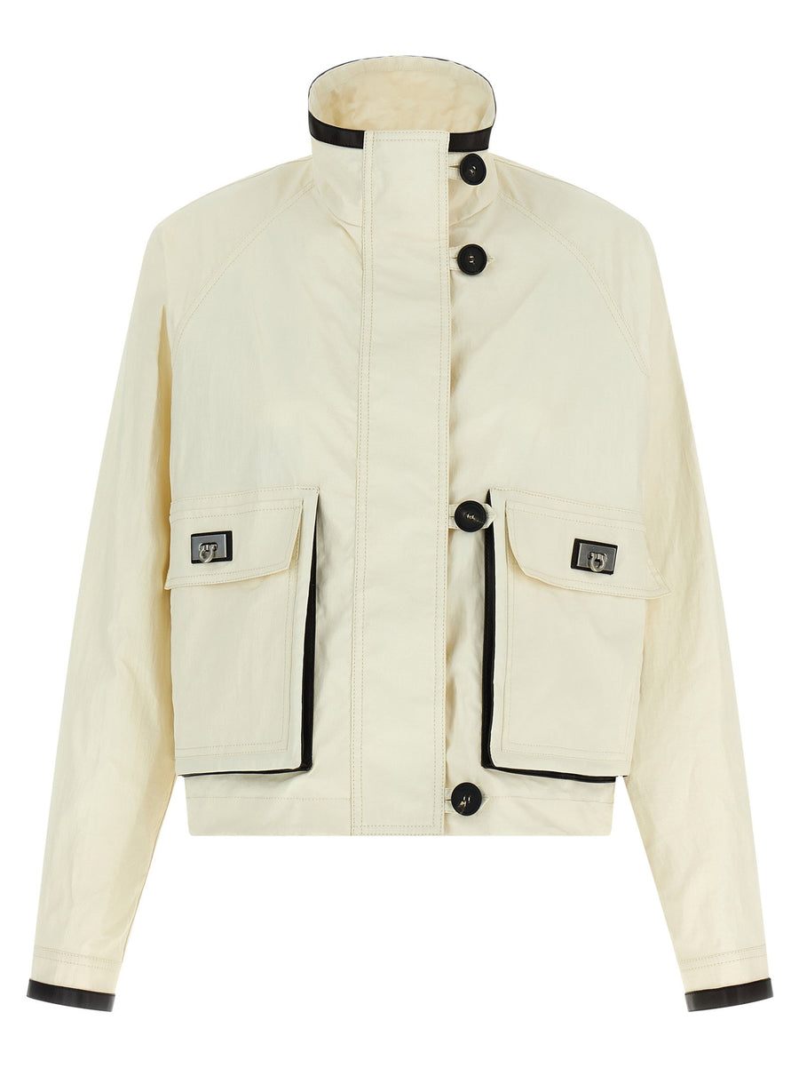 Ferragamo Technical Linen Jacket — Cream