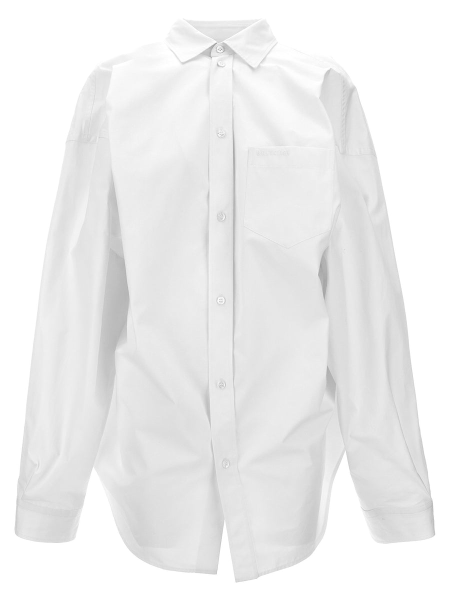 Balenciaga Asymmetric Oversized Shirt — White