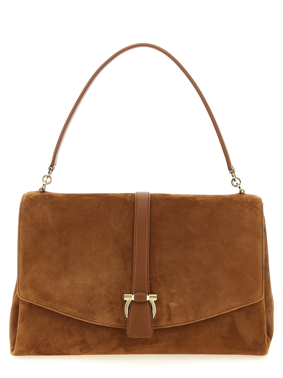 Ferragamo Suede Shoulder Bag — Brown