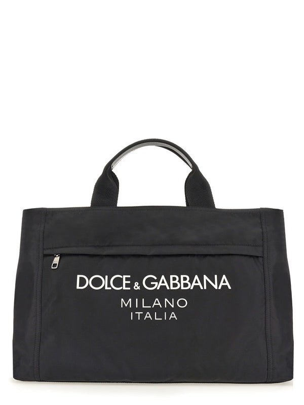 Nylon Bag With Logo Black Polyamide Shoulder