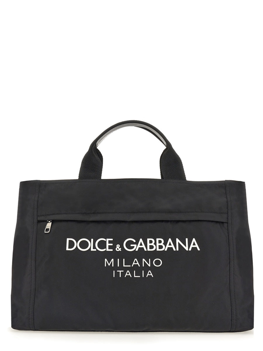 Nylon Bag With Logo Black Polyamide Shoulder