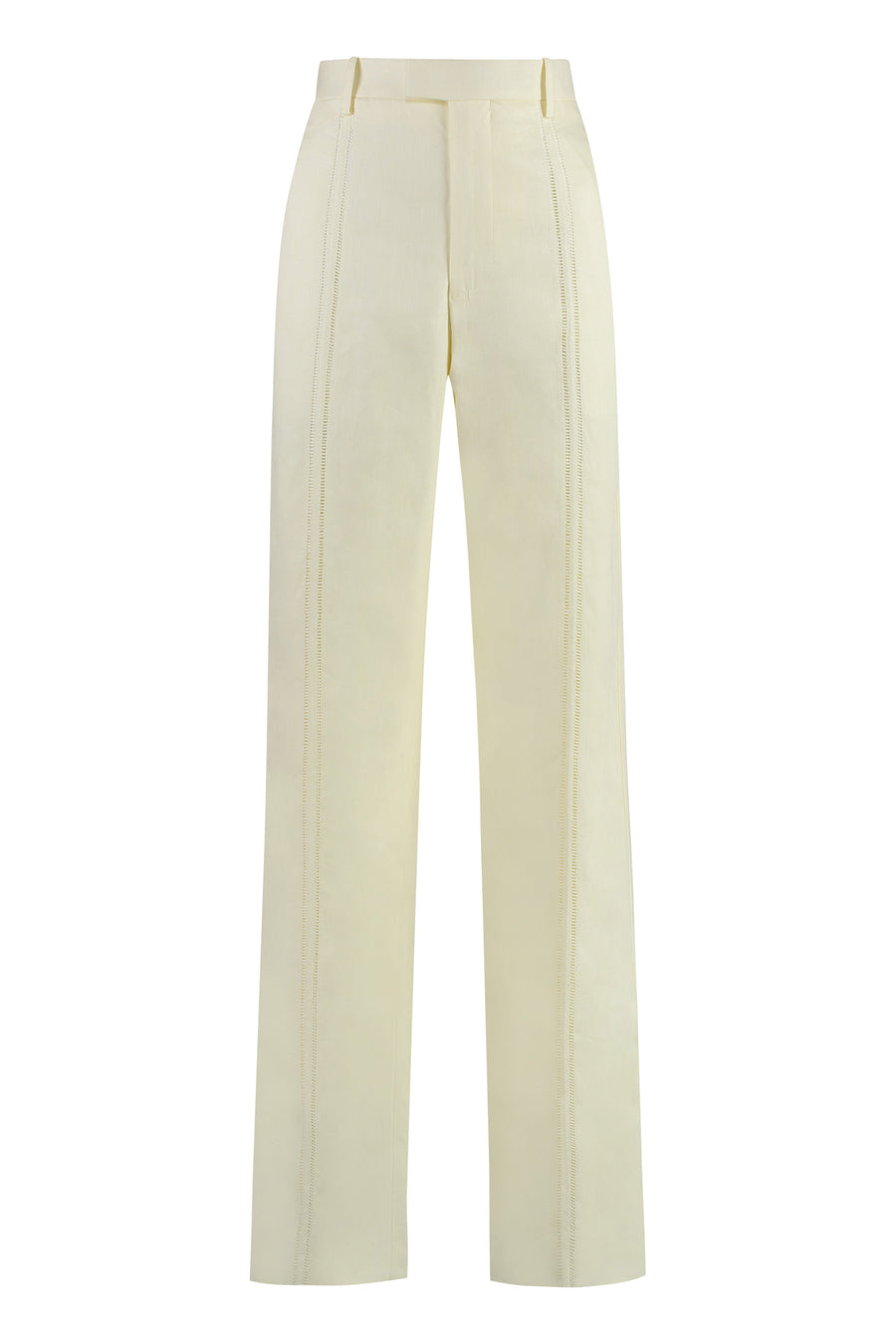 Yellow Linen Trousers Viscose; Straight