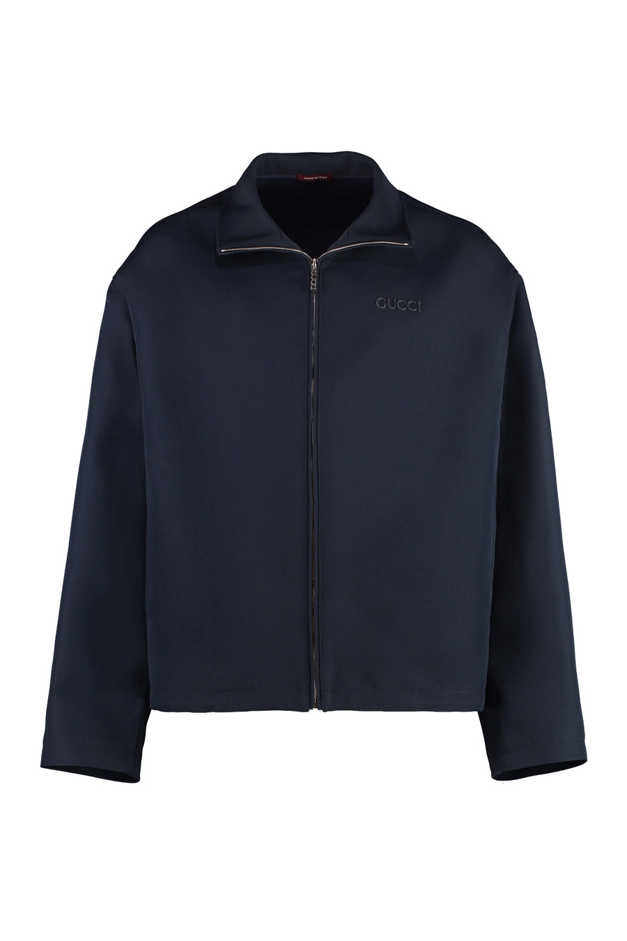Wool Blend Jacket With Drawstring Hem Blue Silk Raincoats