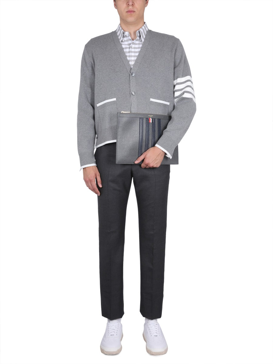 4-Bar Stripe Cardigan Grey Cotton Jumpers