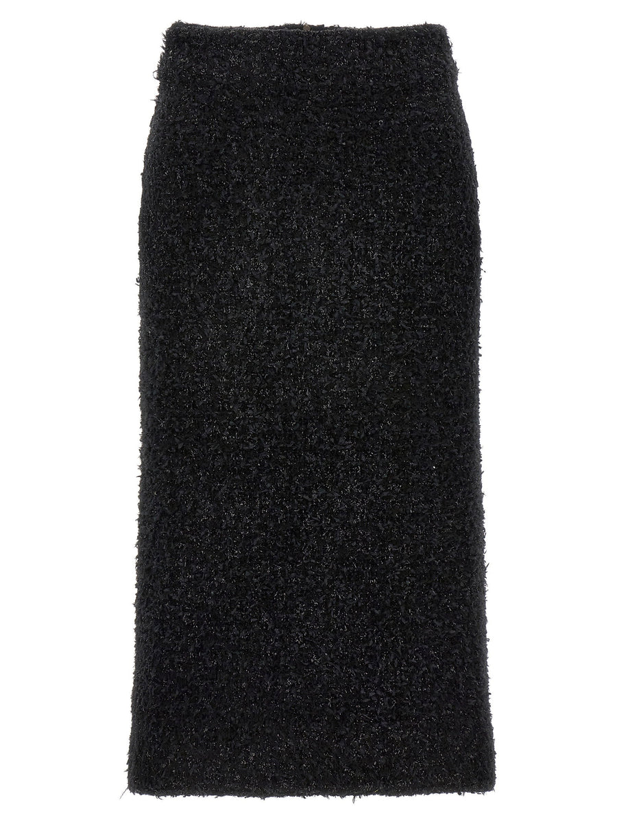 Balenciaga Tweed Midi Skirt — Black
