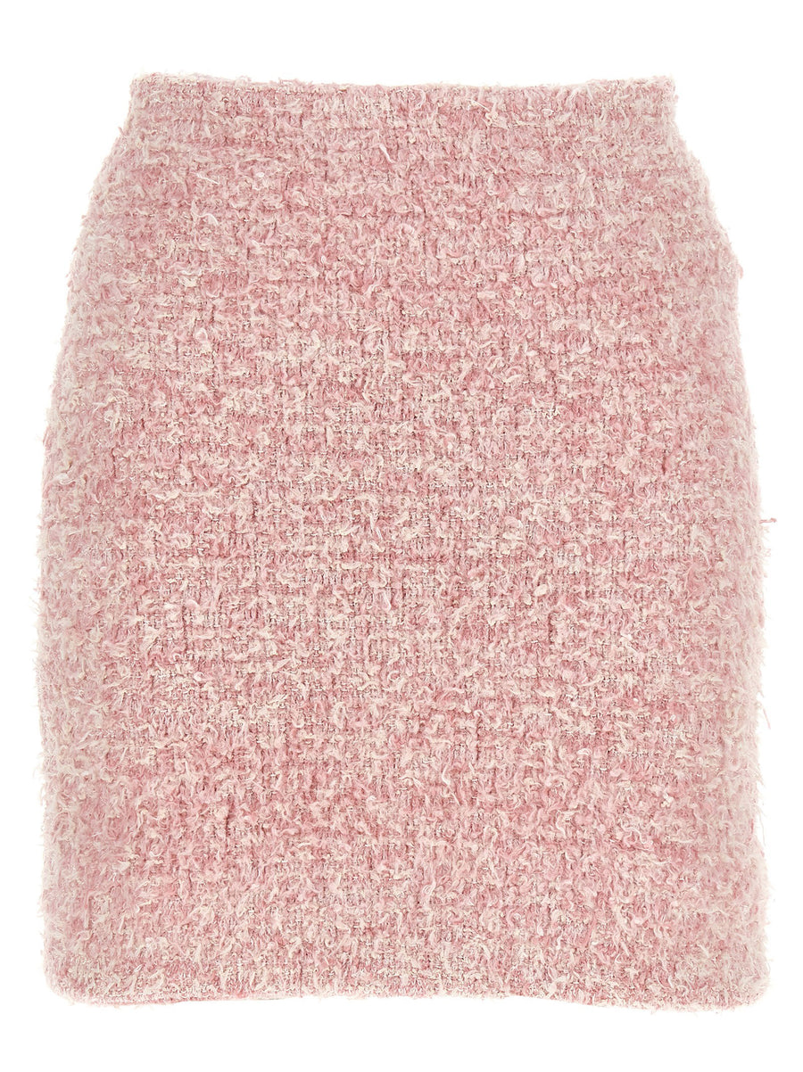 Balenciaga Cotton-Blend Tweed Skirt — Pink
