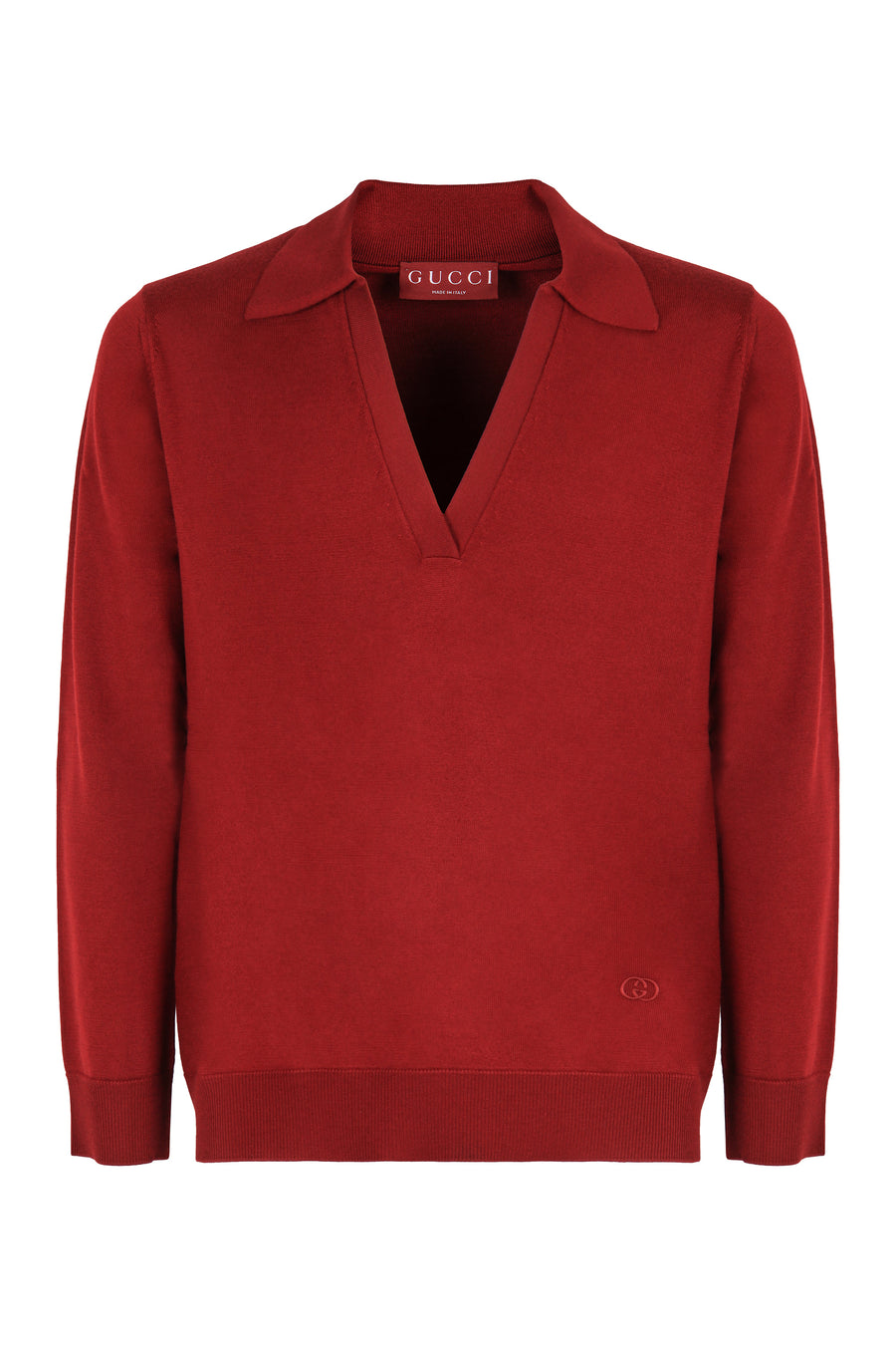 Gucci Wool V-Neck Sweater Red