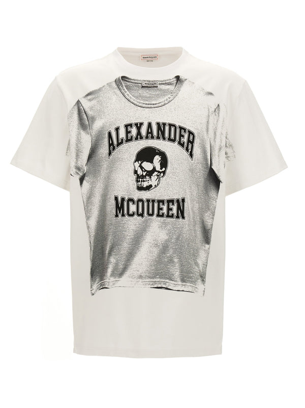 تي شيرت قطن بطبعة شعار من Alexander McQueen تي شيرت — كريم