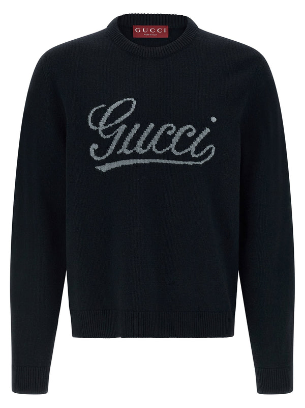 Gucci شعار قطعة أنقارسي كنزة — أسود