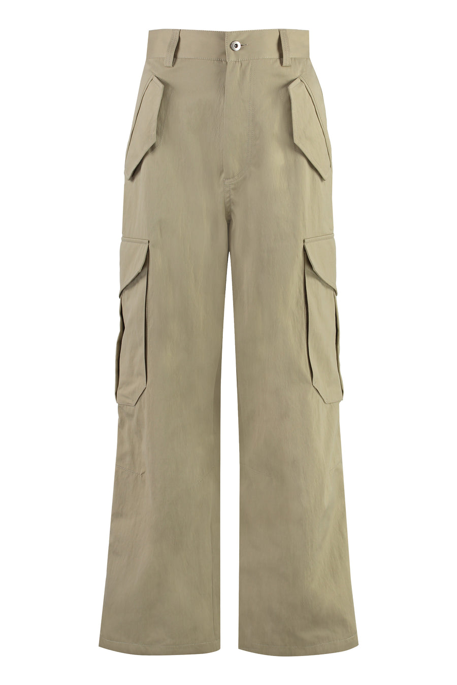 Beige Cotton Cargo Trousers Cotton; Straight