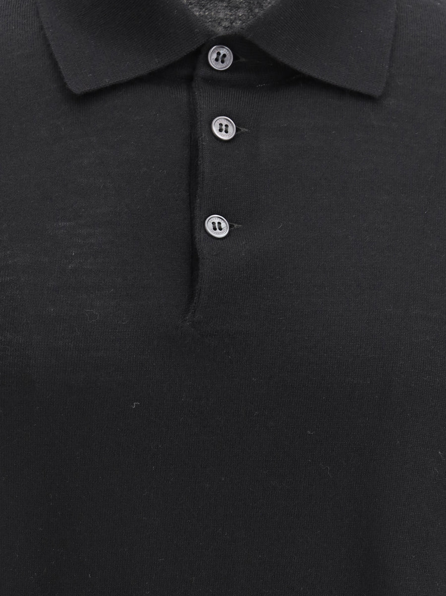 Polo Shirt Virgin Wool Black-Dark Grey Black/dark Knitwear