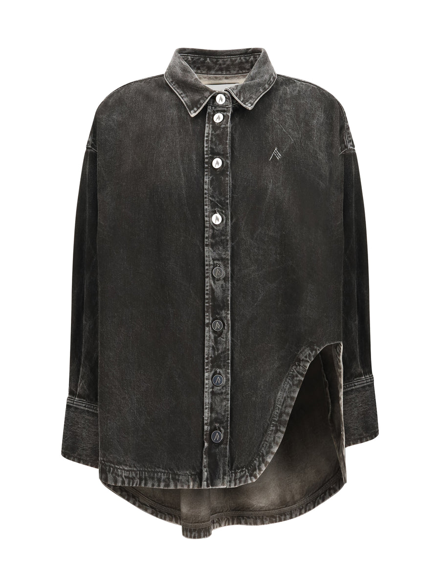 Denim Shirt Black-White Black/white Cotton