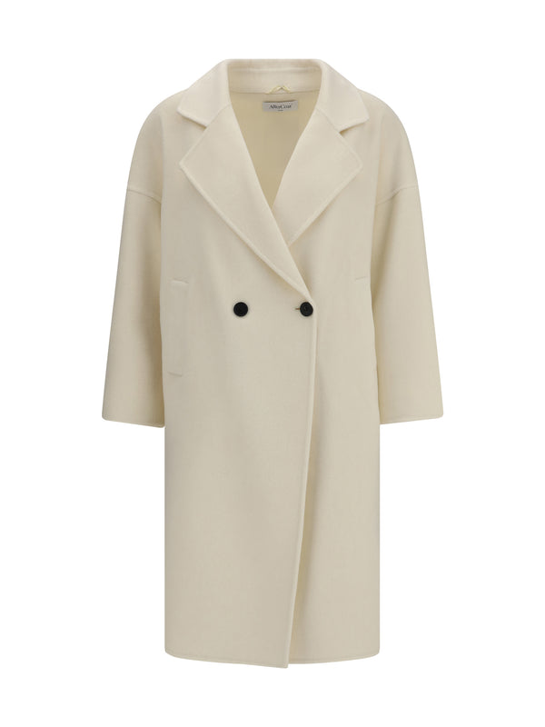 Aftercoat 90% Fleece Wool; 10% Cashmere coat in white