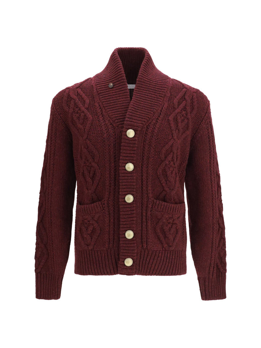 Cardigan Cable-Knit Cashmere Deep Purple (capra Hircus)