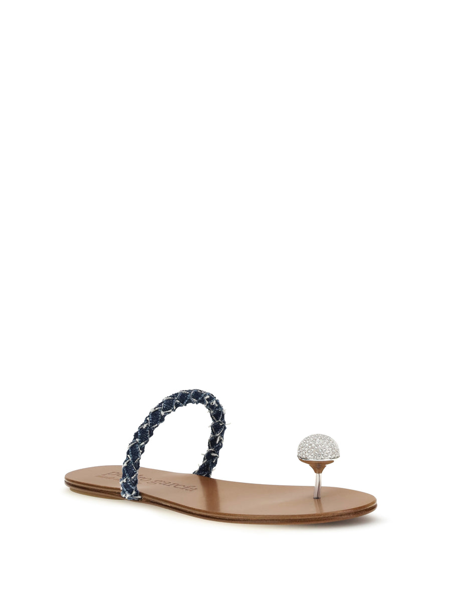 Sandals Jewel-Embellished Dark Denim Denim/rhodium Crystal Calf Leather