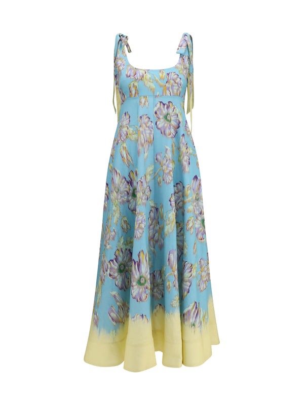 Alemais 100% Linen dress in blue