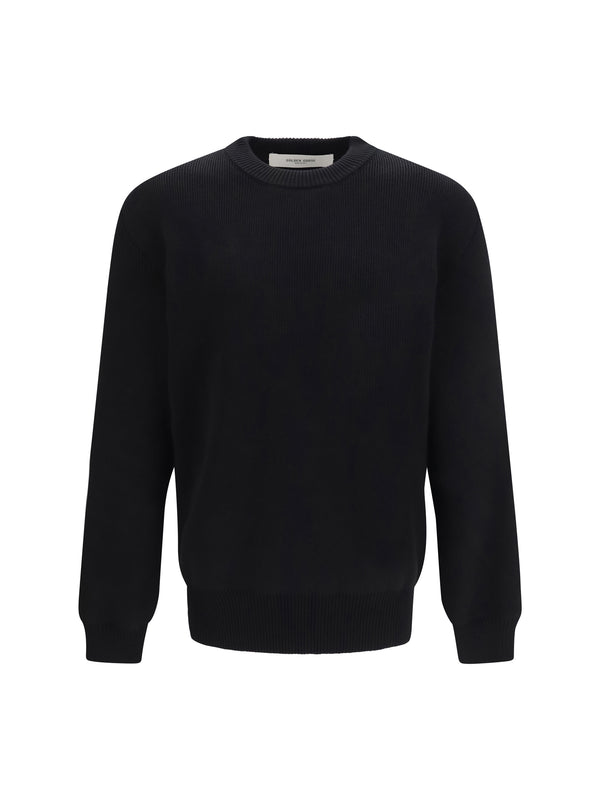 Ribbed Knit Sweater Black Cotton; Polyamide; Elastane