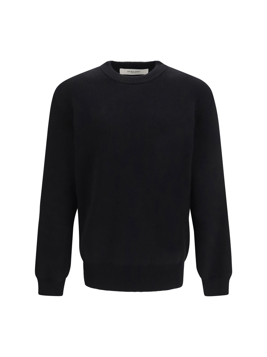 Ribbed Knit Sweater Black Cotton; Polyamide; Elastane