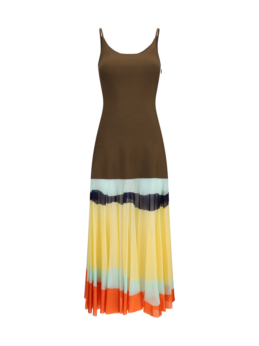 Fendi 76% viscose dress in brown