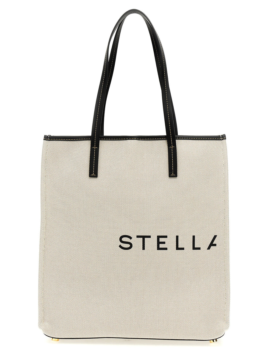 Stella Mccartney Logo Canvas Tote Bag — Cream