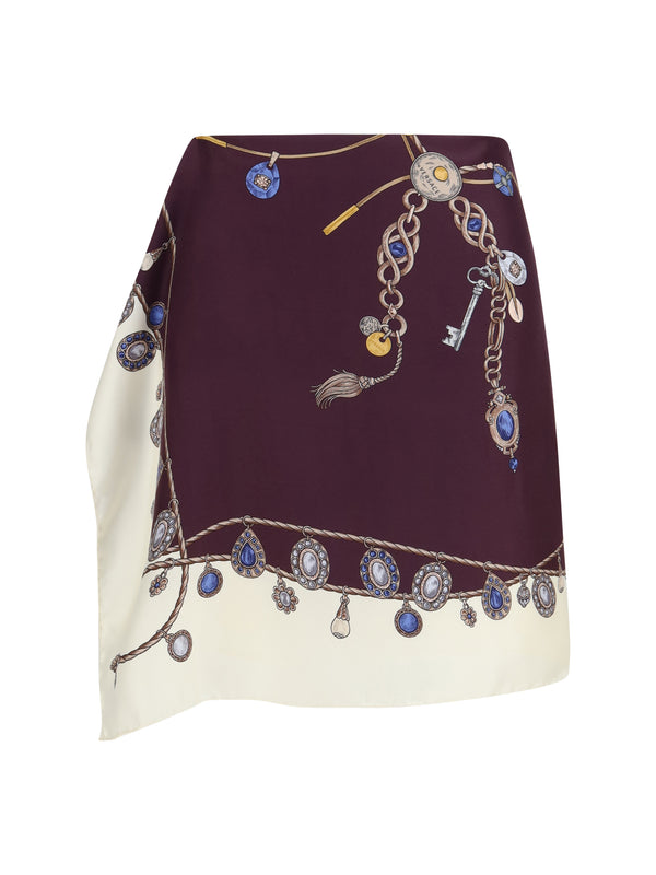 Versace 100% Silk mini skirt in burgundy