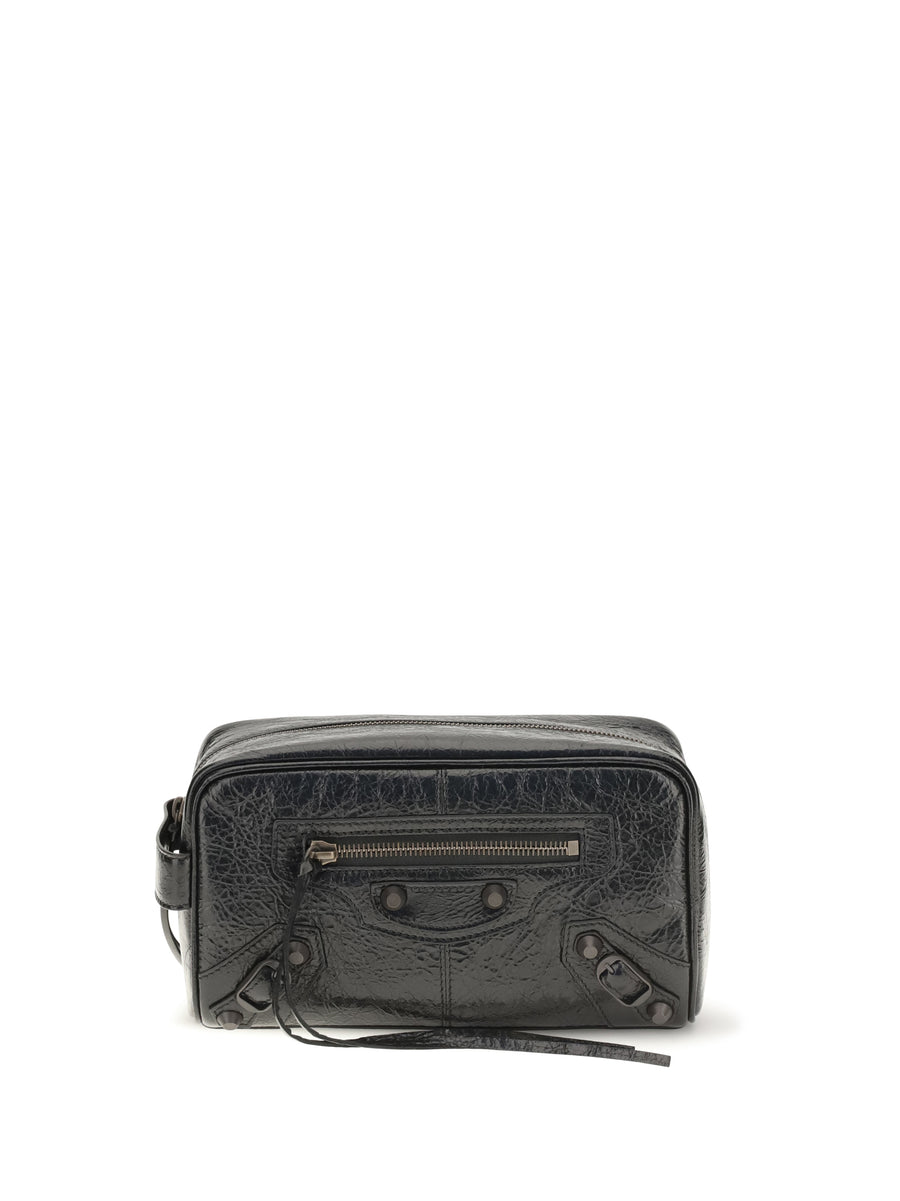Balenciaga 100% lambskin leather travel wallet in black
