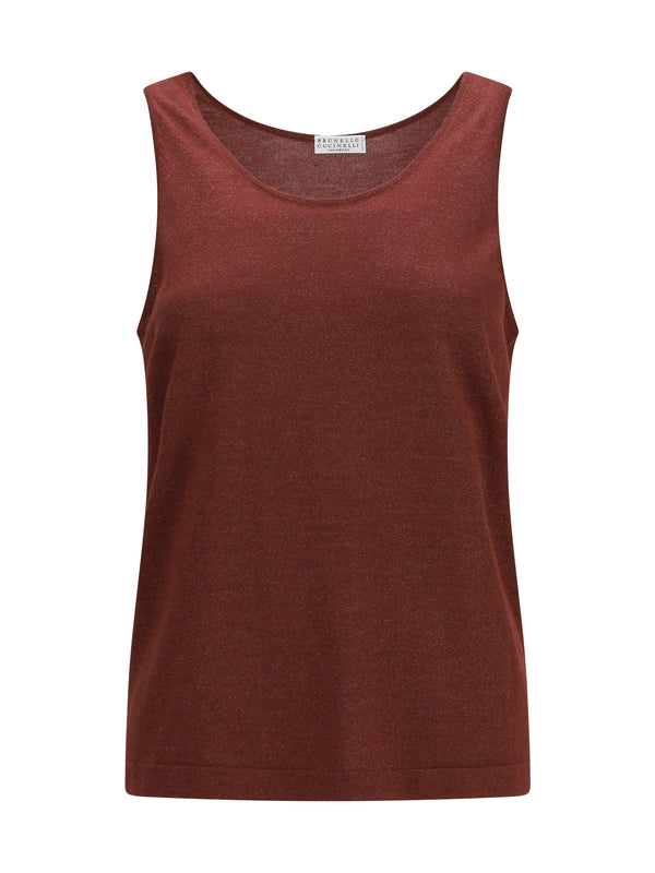 Brunello Cucinelli 51% Kashmir (Capra Hircus) tank top in red