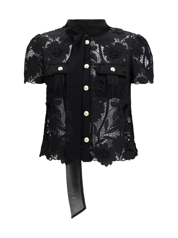 Self-Portrait 100% Polyester blouse in black