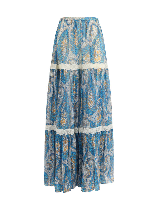 Etro 100% Silk skirt in blue