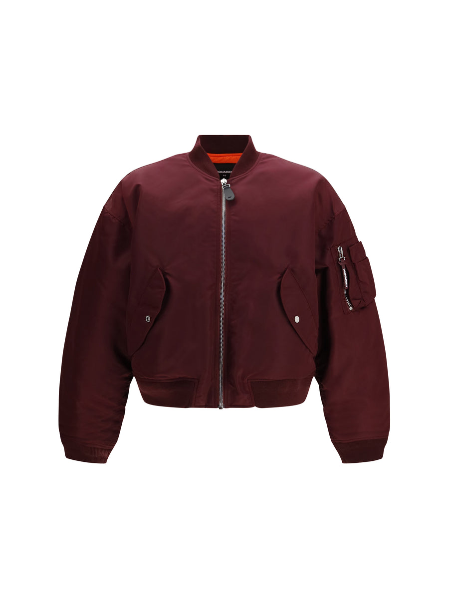 80s Nylon Bomber Jacket Bordeaux Down