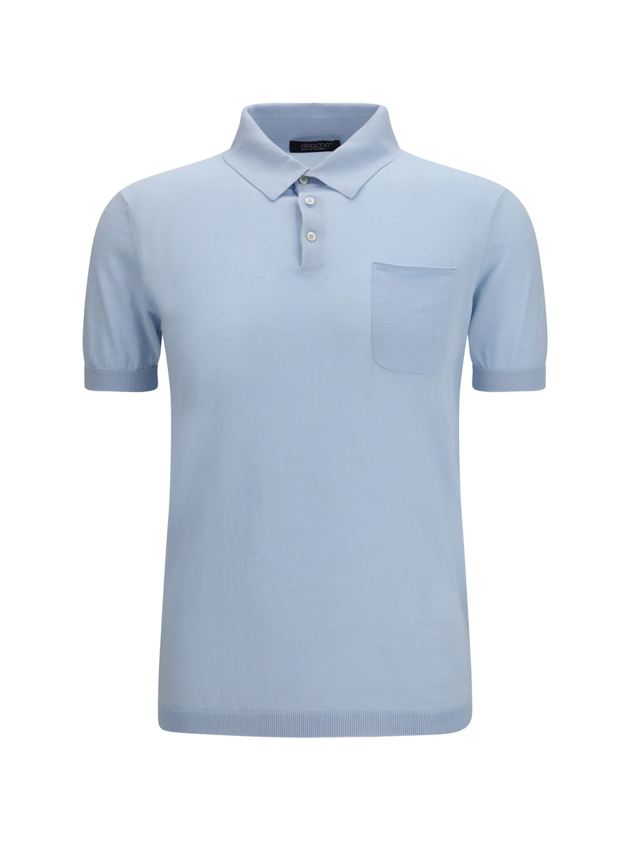Aragona Cashmere 100% Cotton polo in blue