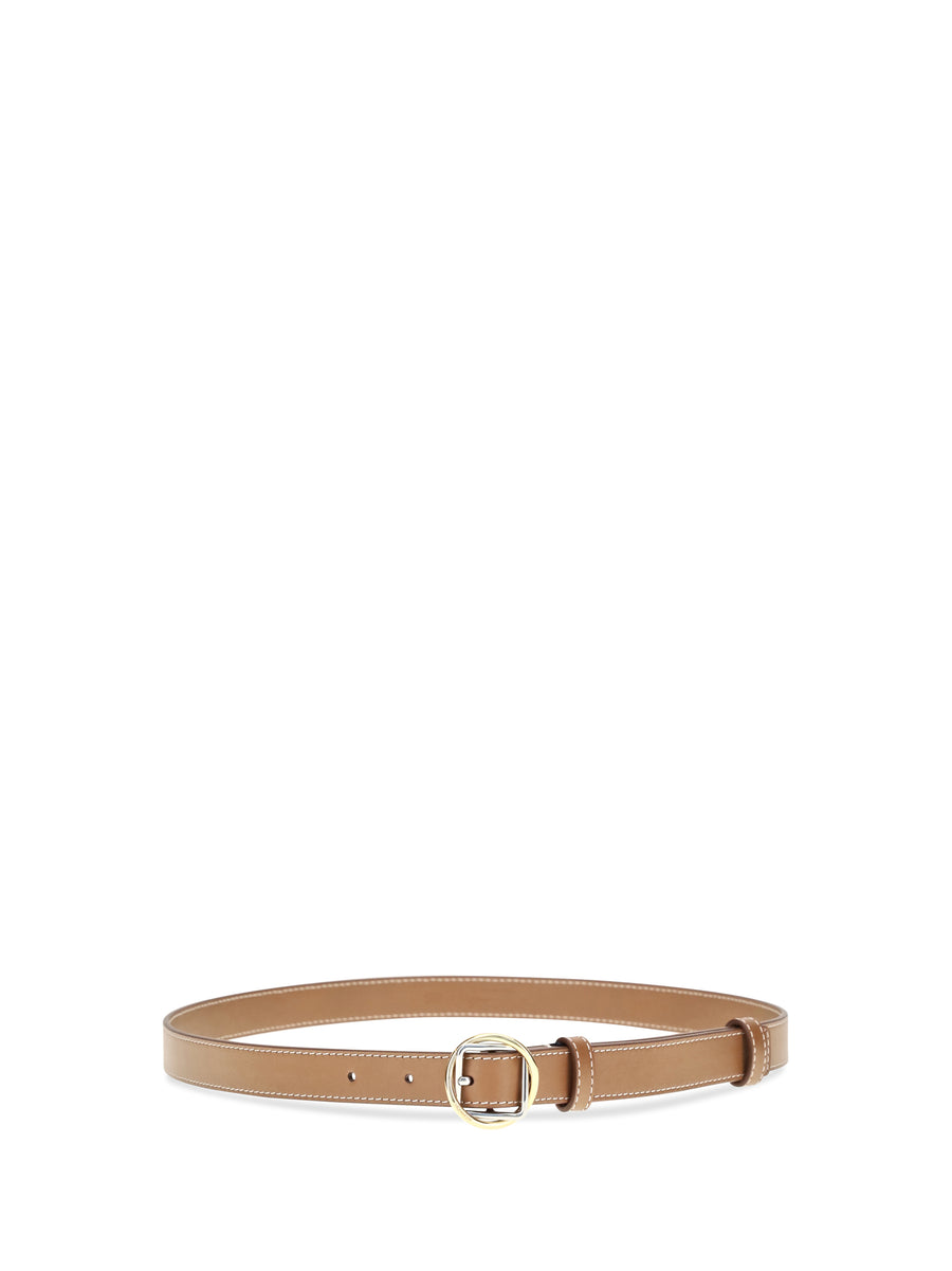 Leather Belt Salon Slim Light Brown Calf