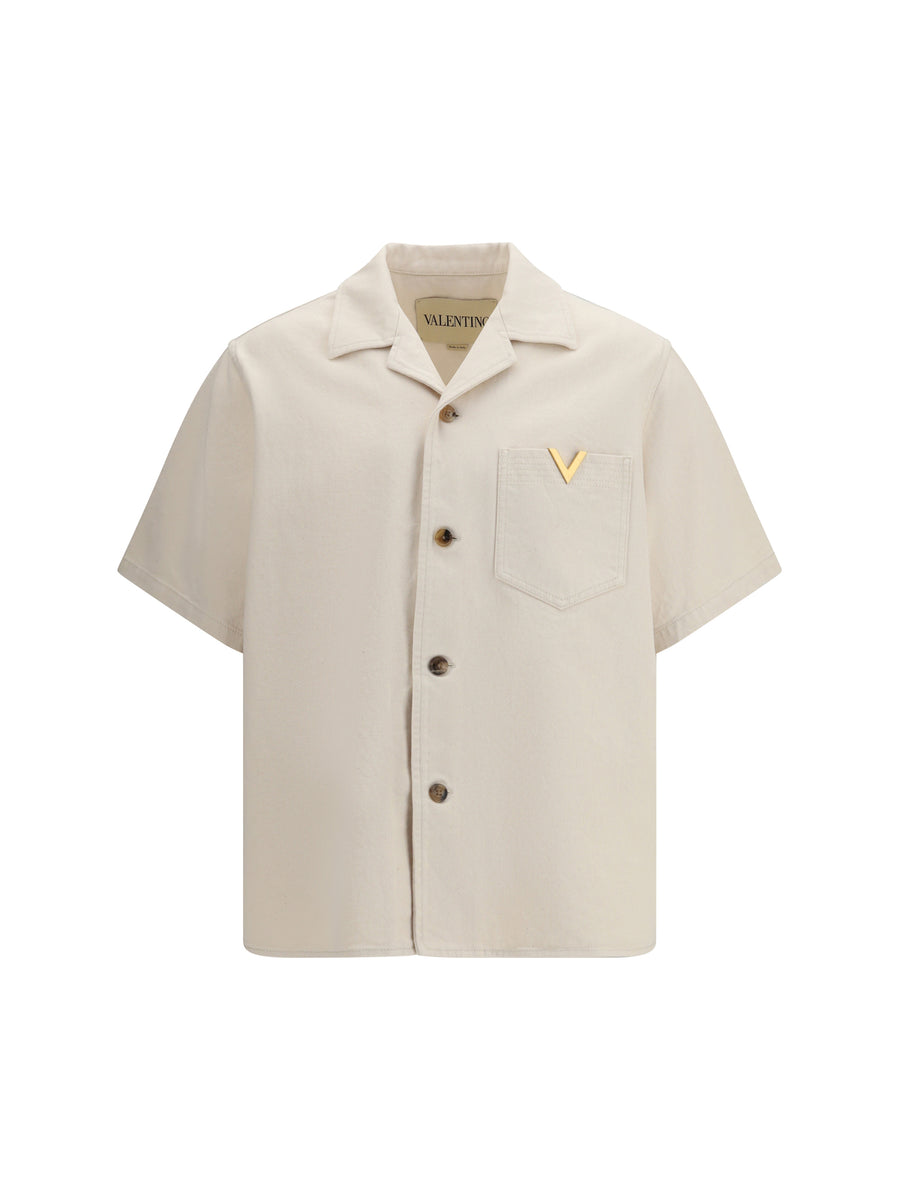 Bowling Shirt Signature Vlogo Ivory Cotton
