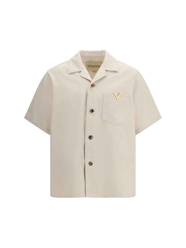 Bowling Shirt Signature Vlogo Ivory Cotton