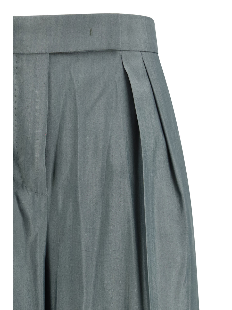 Pants Virgin Wool Dark Green Fleece (ovis Aries) Trousers