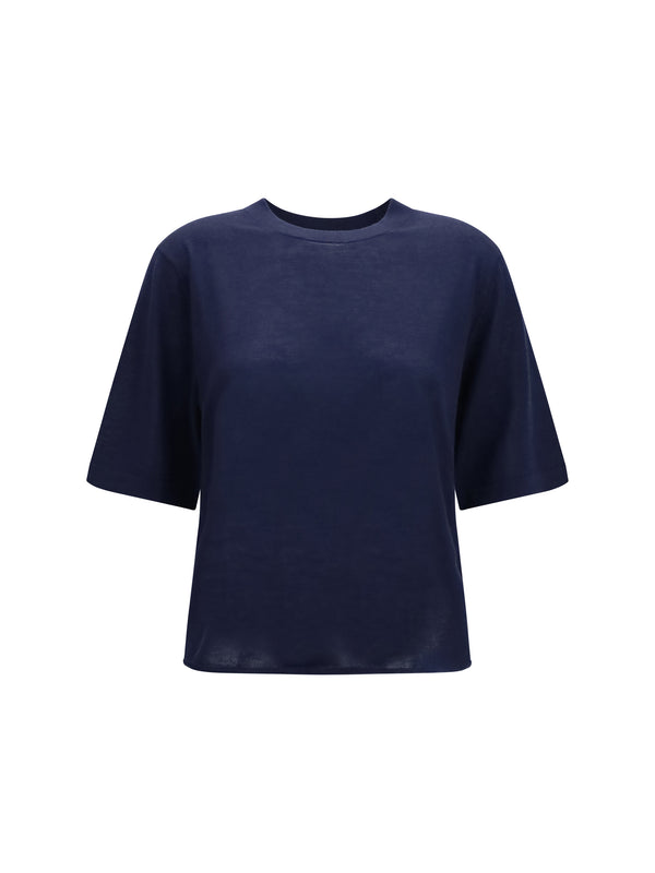 Loulou De Saison 100% Kashmir/Capra Hircus t-shirt in navy