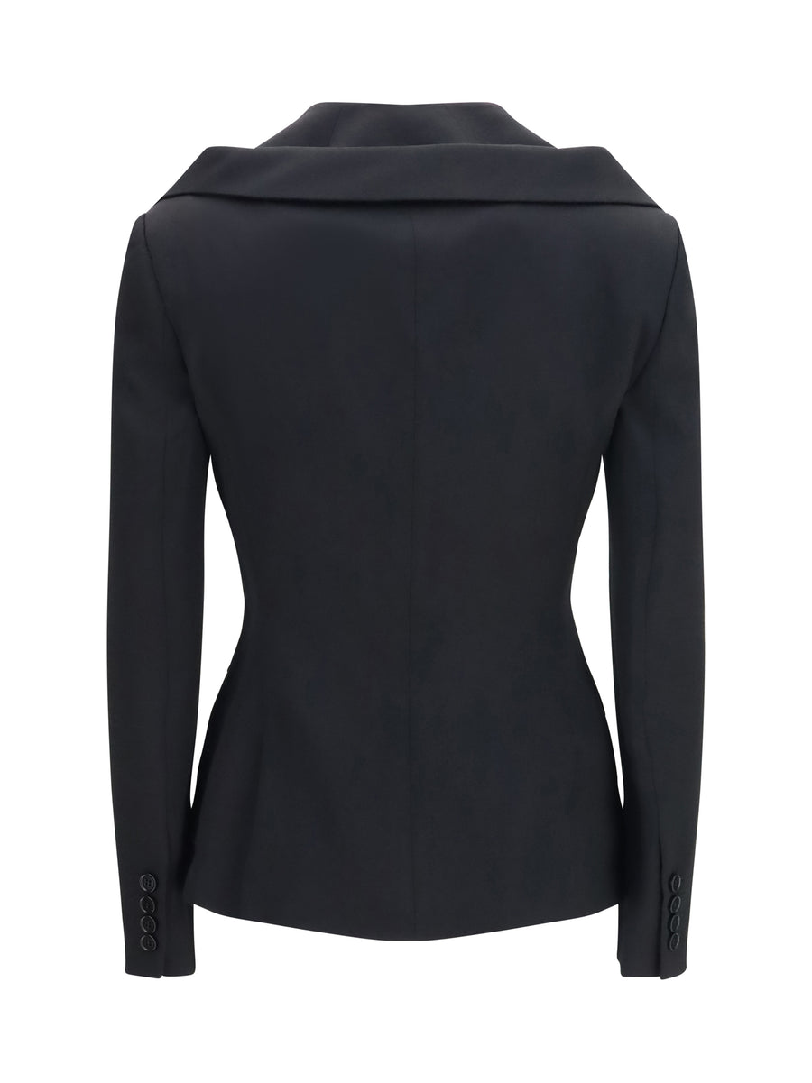 Jacket Off-Shoulder Black Merino Wool
