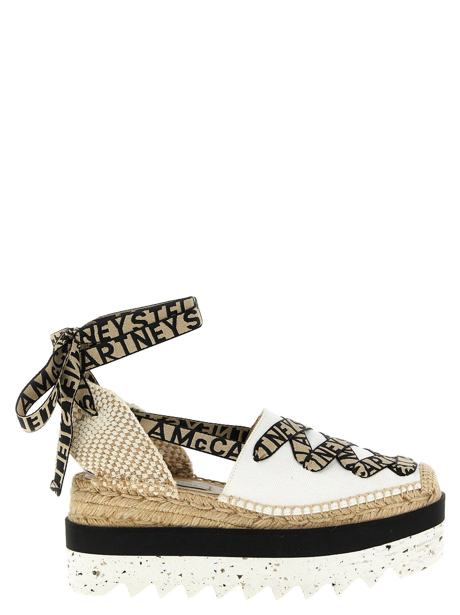 Stella Mccartney Logo-Strap Canvas Espadrille Sandal — White
