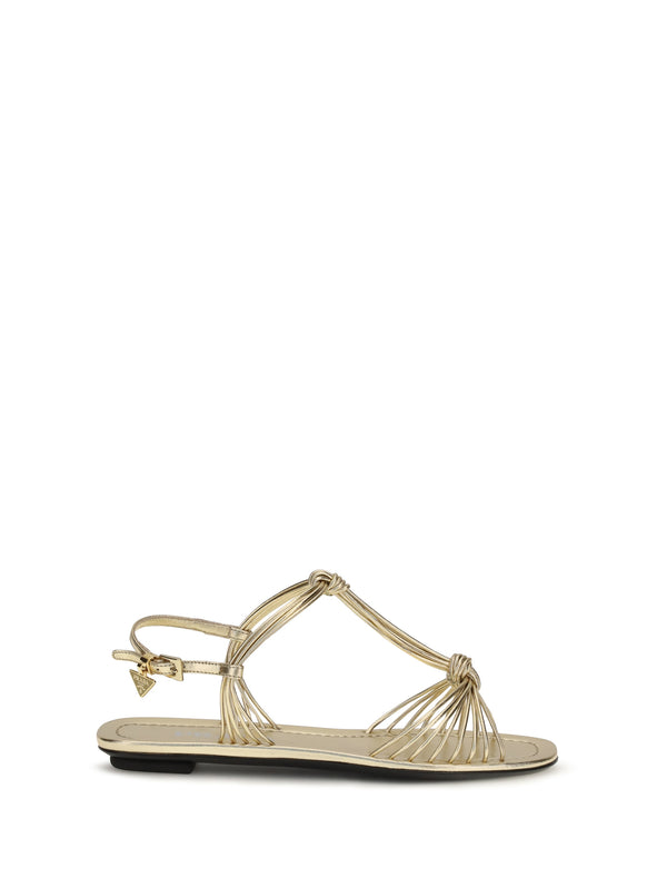 Prada 100% Calf Leather Bos Taurus sandal in gold