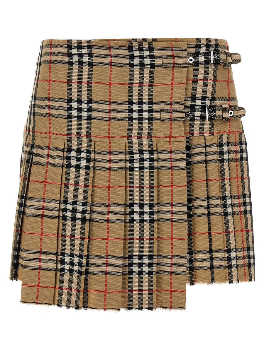 Burberry Burberry Check Wool Kilt — Camel