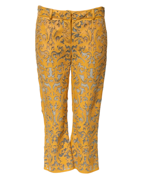 Dolce & Gabbana 100% Bull Leather capri pants in yellow