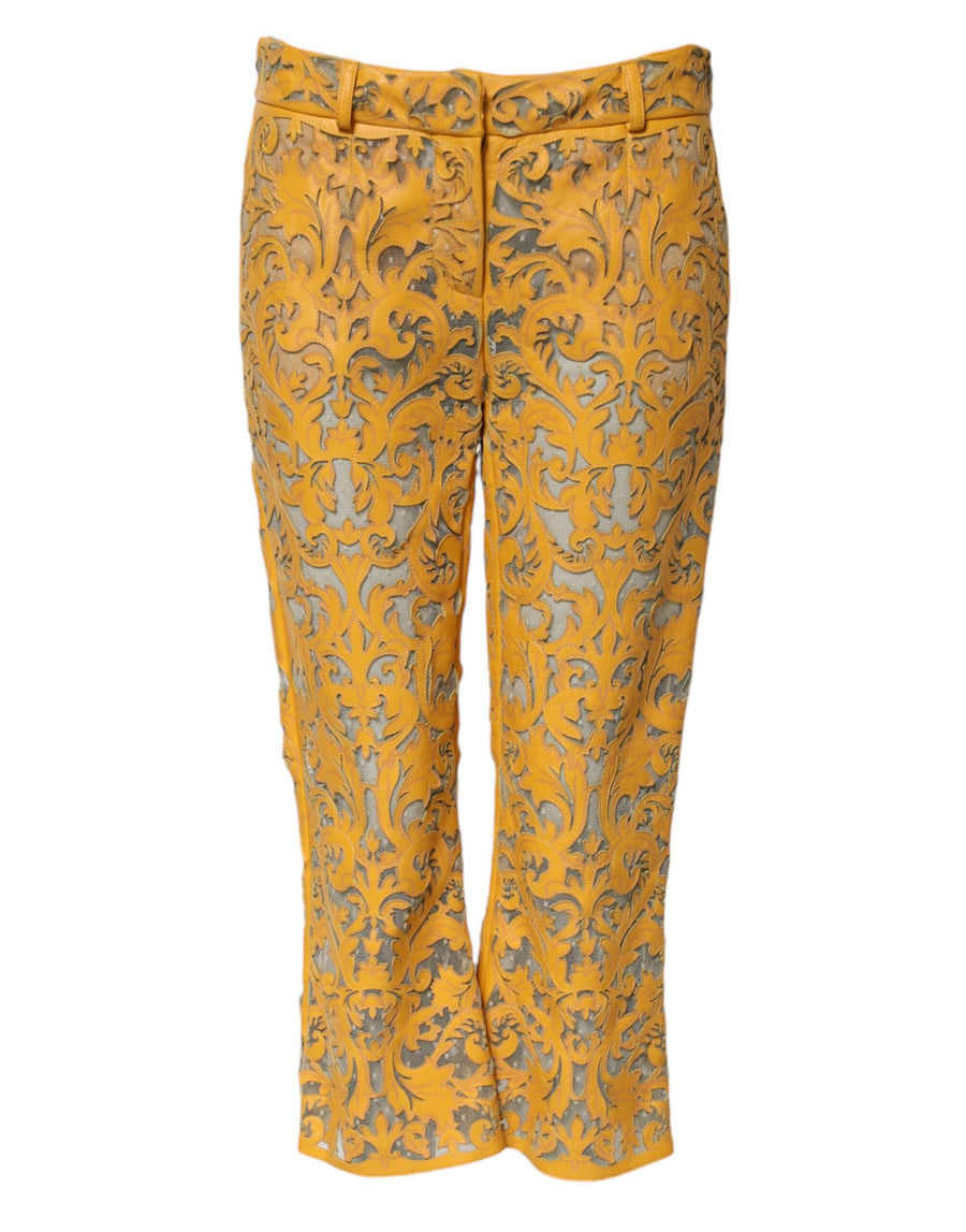 Dolce & Gabbana 100% Bull Leather capri pants in yellow