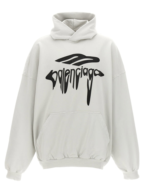 Balenciaga فستان بطبعة شعار هودي — أوف وايت