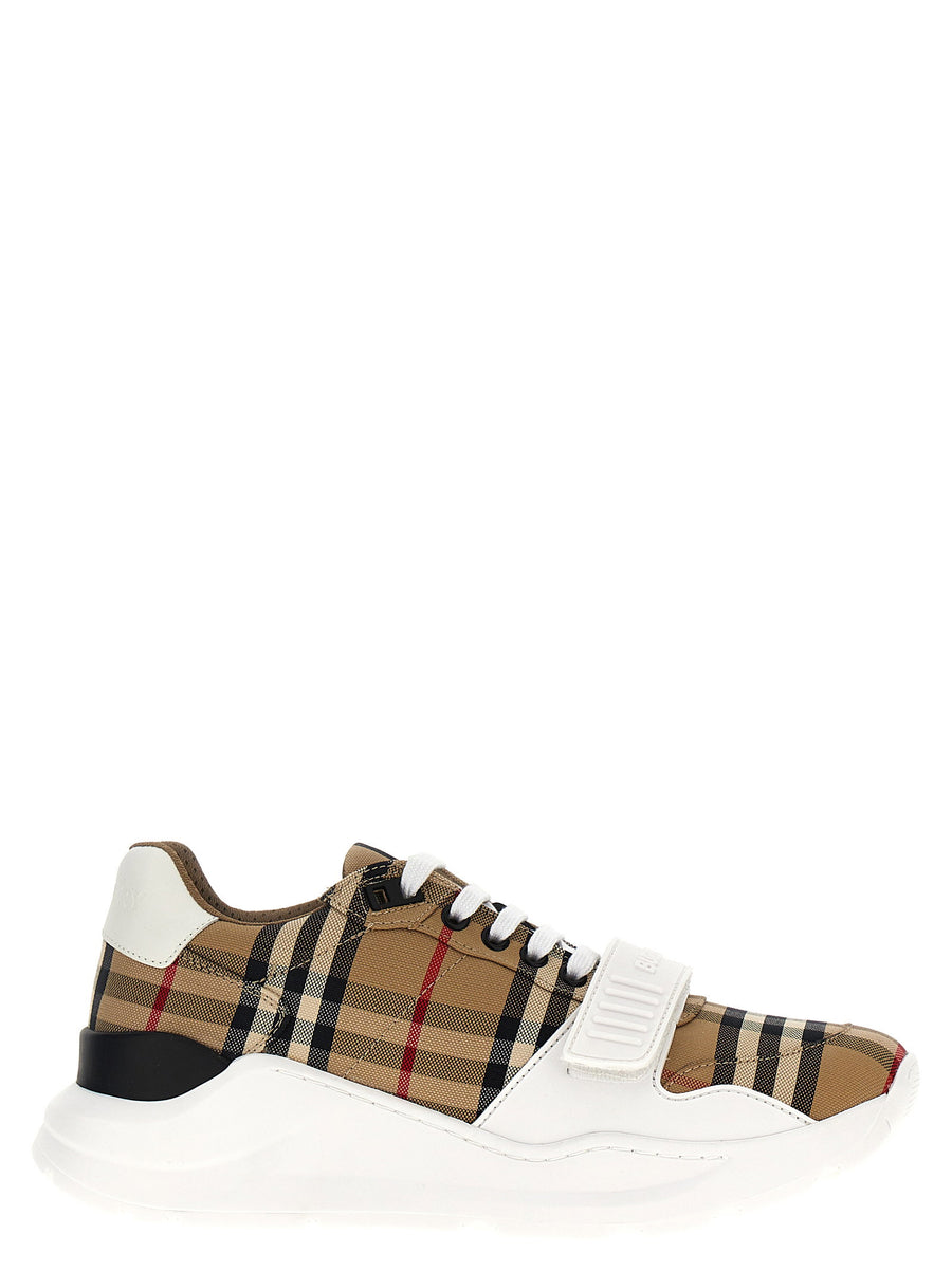 Burberry Check Canvas Sneaker — Camel